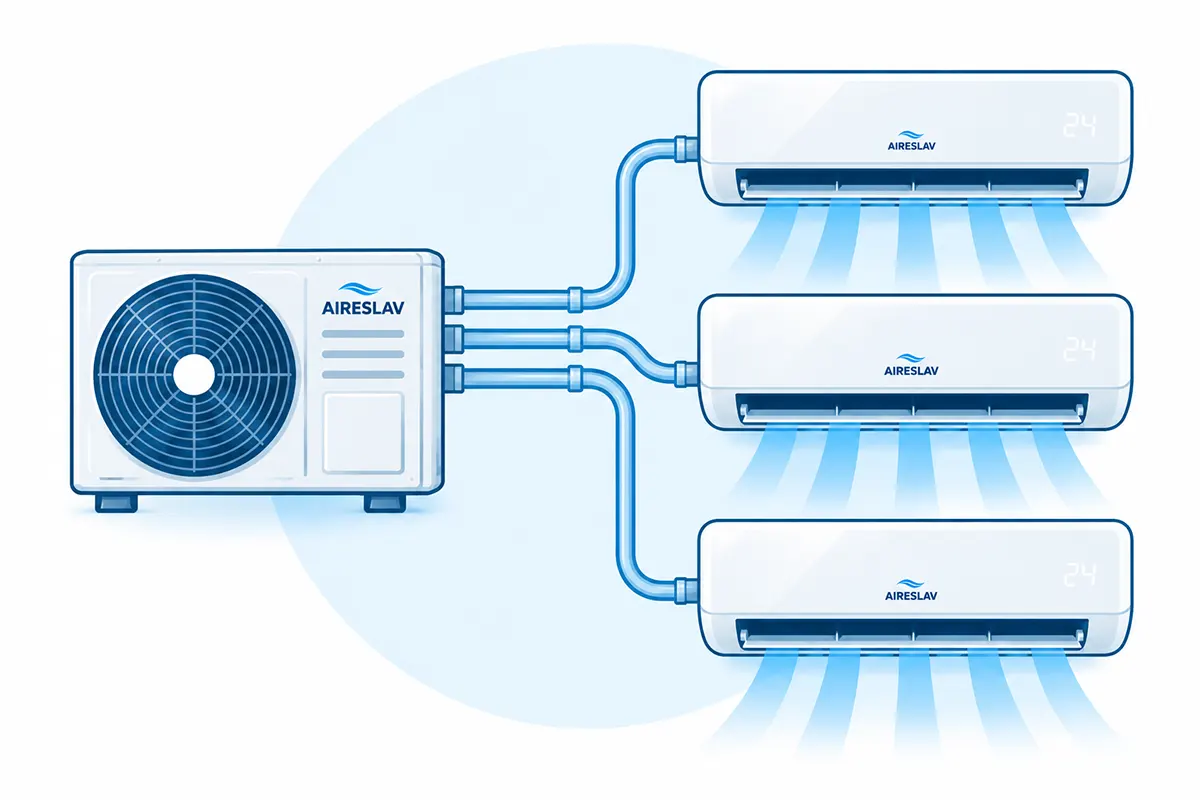 Sistema Multisplit con varias unidades interiores de aire acondicionado