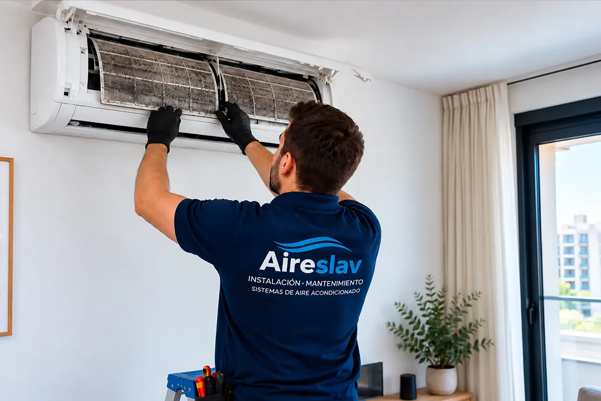 Limpieza de aire acondicionado en Valencia realizada por AIRESLAV